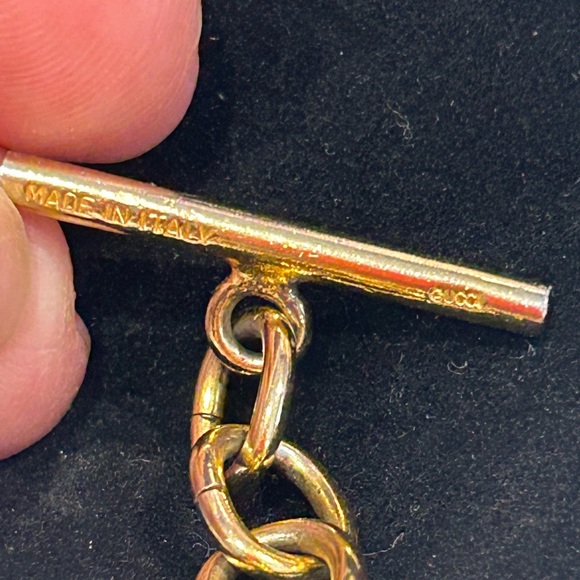 VINTAGE β70s GUCCI ITALY BROWN ENAMEL LOGO RUNWAY TOGGLE BELT/Necklace - Picture 6 of 11